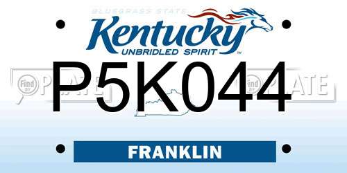 P5K044 Kentucky License Plate