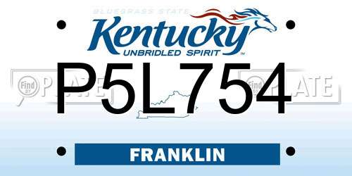 P5L754 Kentucky License Plate