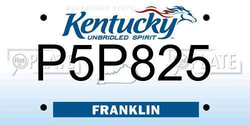 P5P825 Kentucky License Plate