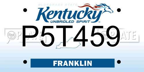 P5T459 Kentucky License Plate