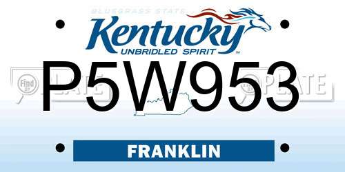 P5W953 Kentucky License Plate