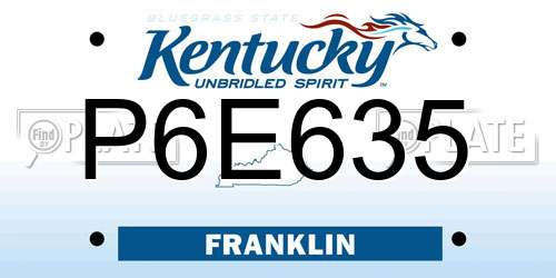 P6E635 Kentucky License Plate
