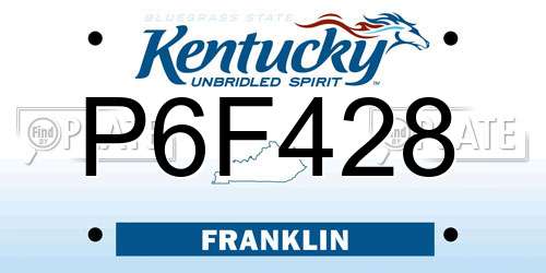 P6F428 Kentucky License Plate