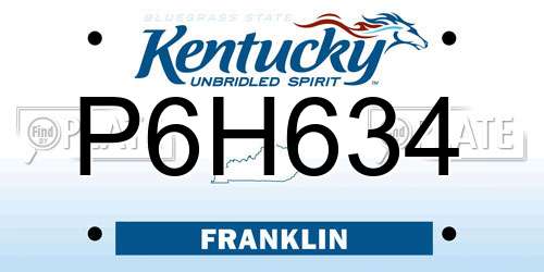 P6H634 Kentucky License Plate