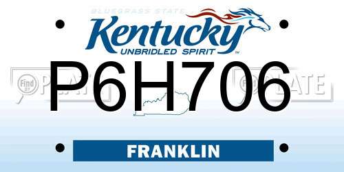 P6H706 Kentucky License Plate