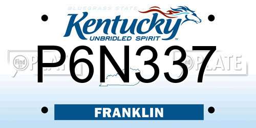 P6N337 Kentucky License Plate