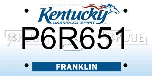 P6R651 Kentucky License Plate