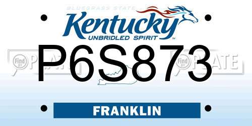 P6S873 Kentucky License Plate