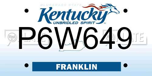 P6W649 Kentucky License Plate