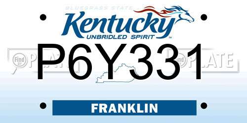 P6Y331 Kentucky License Plate