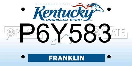 P6Y583 Kentucky License Plate