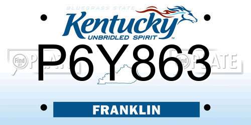P6Y863 Kentucky License Plate