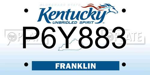 P6Y883 Kentucky License Plate