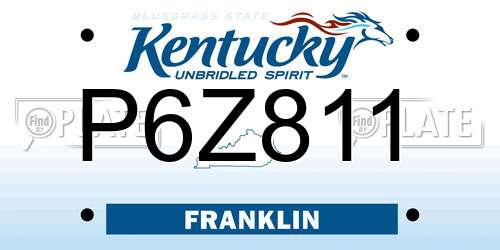 P6Z811 Kentucky License Plate