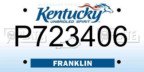 P723406 Kentucky License Plate