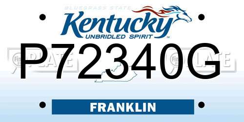 P72340G Kentucky License Plate