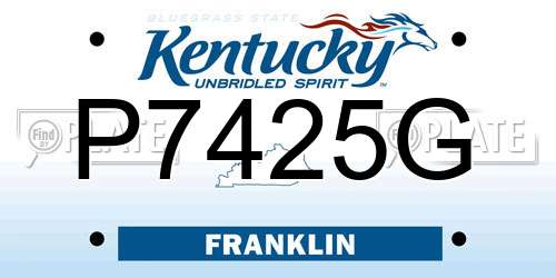 P7425G Kentucky License Plate