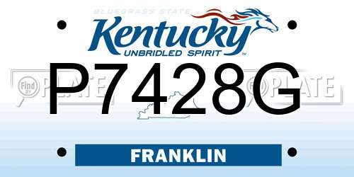 P7428G Kentucky License Plate