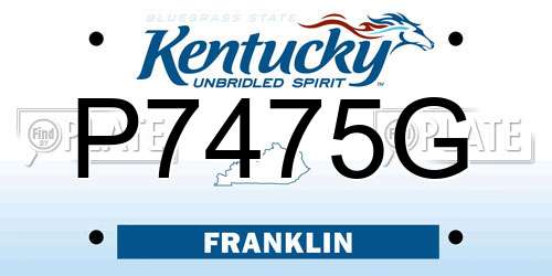 P7475G Kentucky License Plate