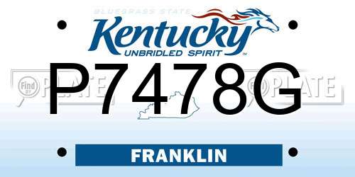 P7478G Kentucky License Plate