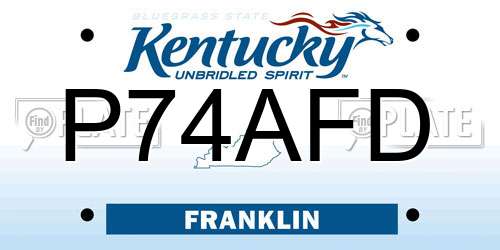 P74AFD Kentucky License Plate