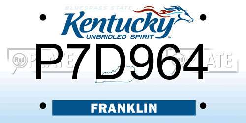 P7D964 Kentucky License Plate