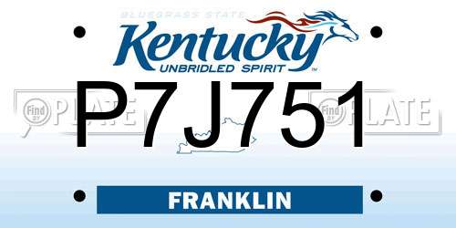 P7J751 Kentucky License Plate