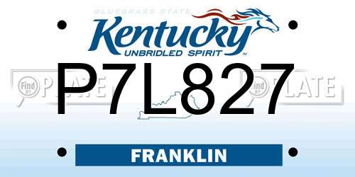 P7L827 Kentucky License Plate