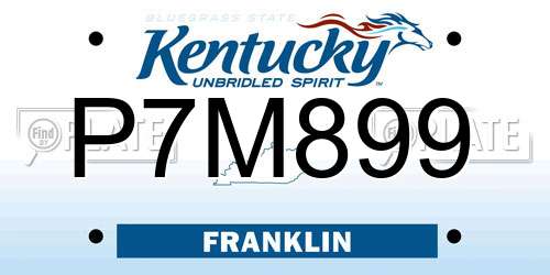 P7M899 Kentucky License Plate