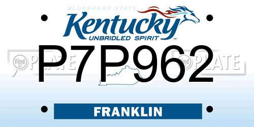 P7P962 Kentucky License Plate