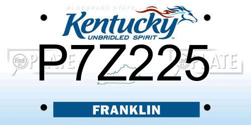 P7Z225 Kentucky License Plate