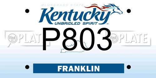 P803 Kentucky License Plate