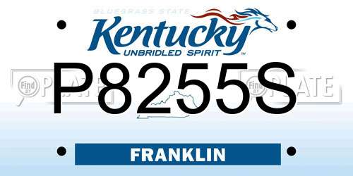 P8255S Kentucky License Plate