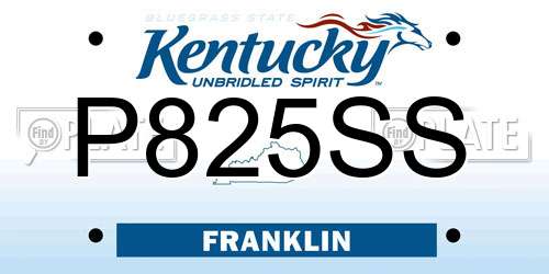 P825SS Kentucky License Plate