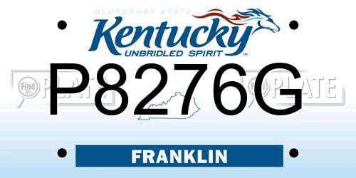 P8276G Kentucky License Plate