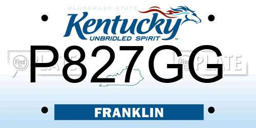 P827GG Kentucky License Plate
