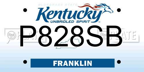 P828SB Kentucky License Plate