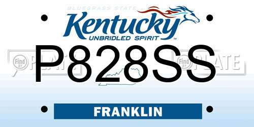 P828SS Kentucky License Plate