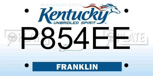 P854EE Kentucky License Plate