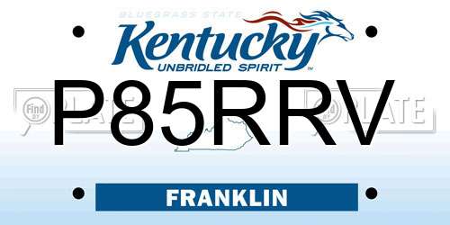 P85RRV Kentucky License Plate
