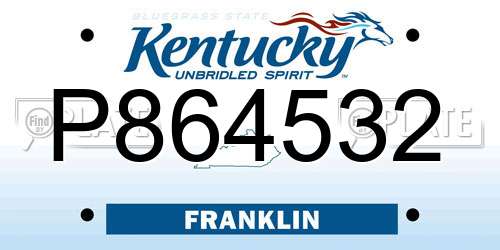 P864532 Kentucky License Plate