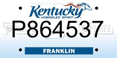 P864537 Kentucky License Plate
