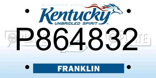 P864832 Kentucky License Plate