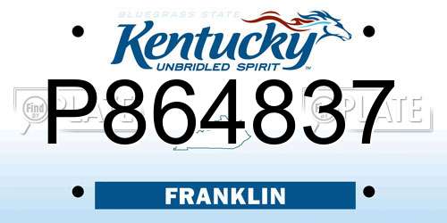 P864837 Kentucky License Plate