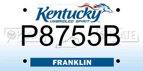 P8755B Kentucky License Plate