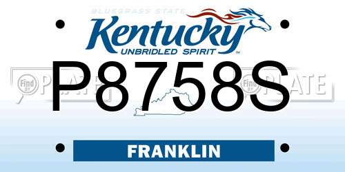 P8758S Kentucky License Plate