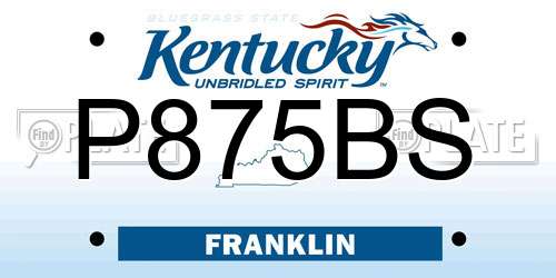 P875BS Kentucky License Plate