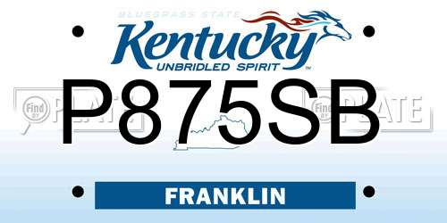P875SB Kentucky License Plate