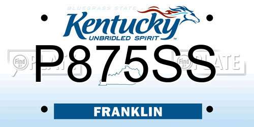 P875SS Kentucky License Plate