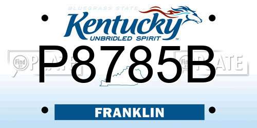 P8785B Kentucky License Plate